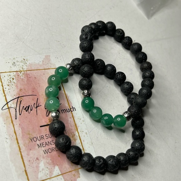 Lava Stone & Green Aventurine Bracelets - Picture 3 of 3